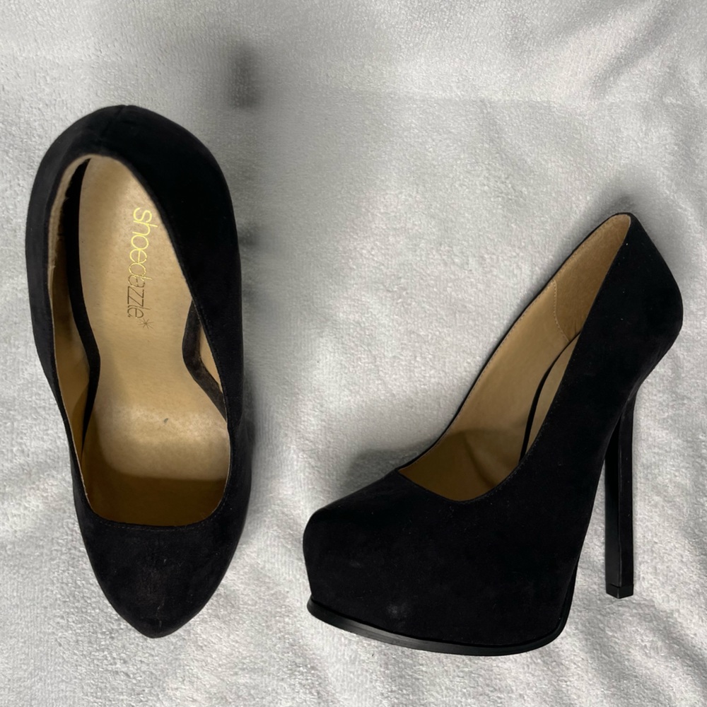 Black suede, 5 inch heels